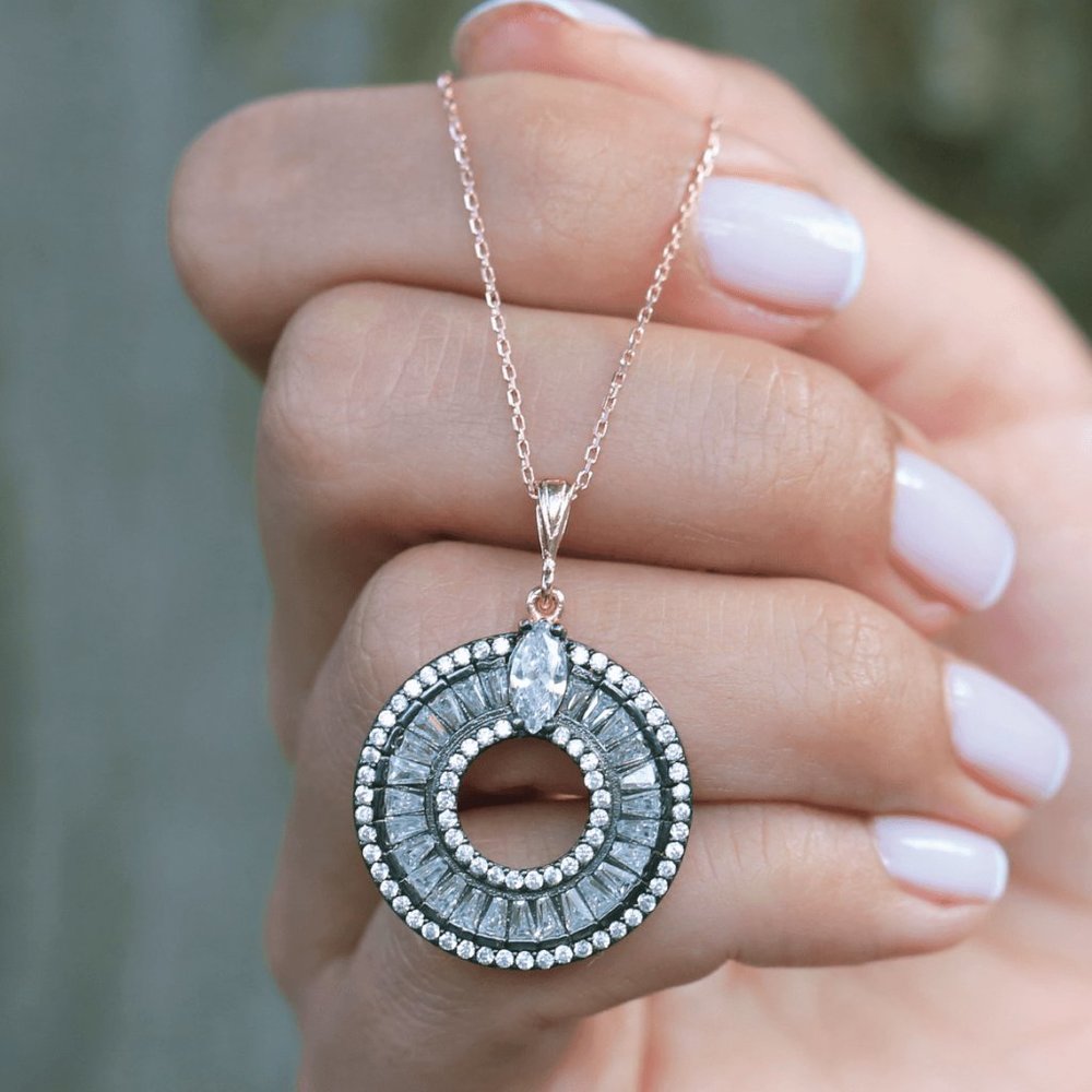 Circle Crystal Necklace for Women, Wedding Jewelry For Brides